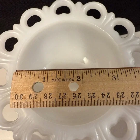 Vintage Anchor Hocking Milk Glass Lace  "Old Colony" 5.25" Sherbet Bowl Pedestal - Picture 14 of 16